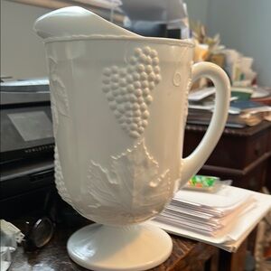 Elegant White Embossed Pitcher